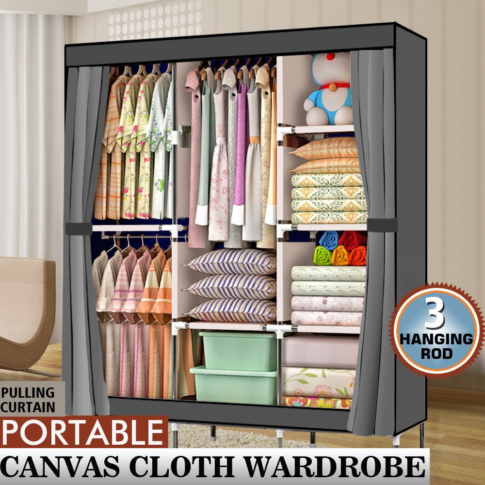 TEMU 71" Portable Closet Clothes Rack Storage Organizer With Shelf