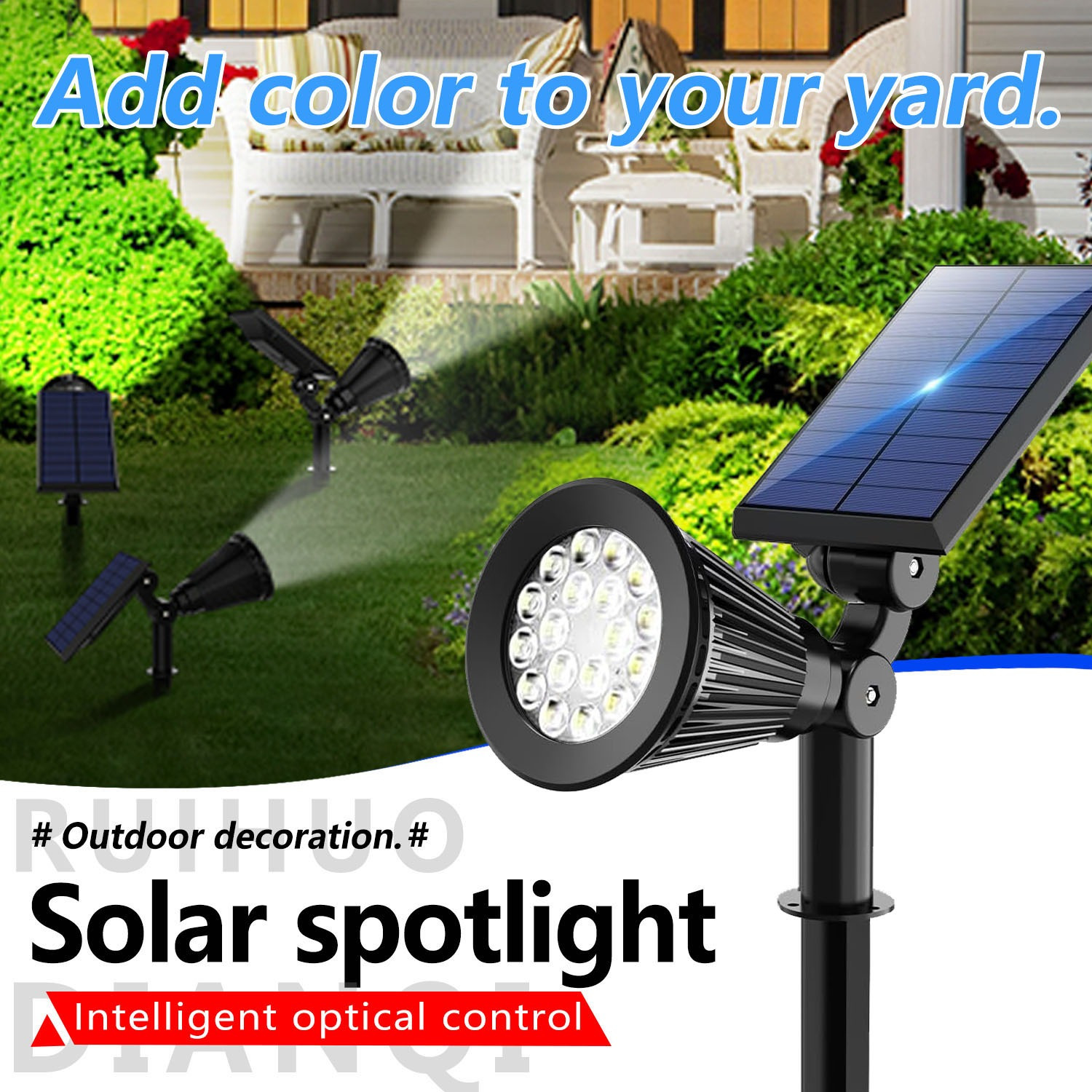 

18led Solar Outdoor Spotlights, Adjustable Automatic Flagpole Lights, Waterproof Landscape Led Lighting, Garden, Pool, Tree Pond And Yard Floor Lights