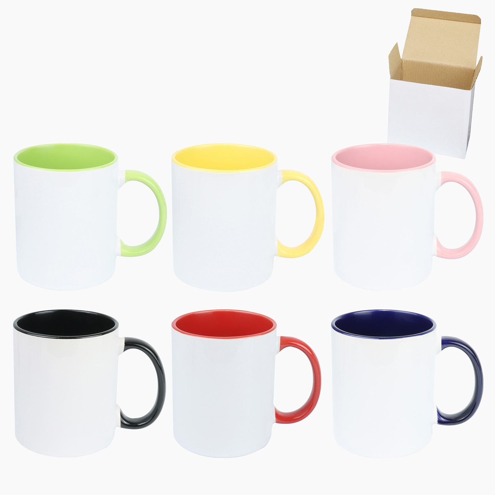 12-Pack 11OZ Mixed Rim & Handle Sublimation Mugs – Professional Grade Ceramic Mugs For DIY