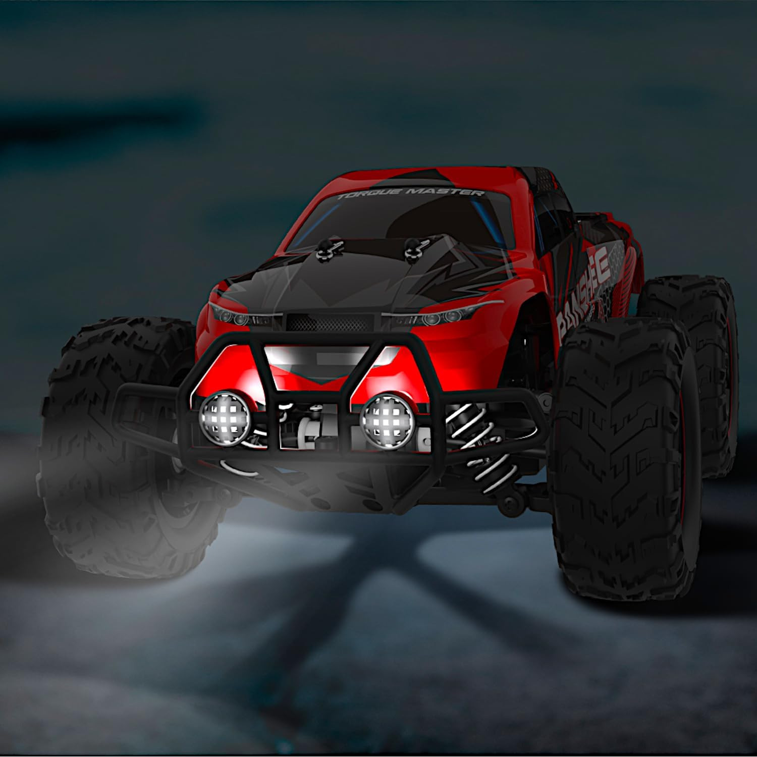 1/16 Ferocious RC Off-Road Truggy with metal spur gear, Radio Remote Control Racing Speed 30kmph 4x4 Sports Car, 12” Large All Terrain LED Vehicle