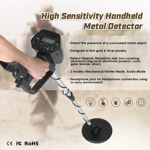 metal detector for adults search coil adjustable and discrimination control lcd display for beach