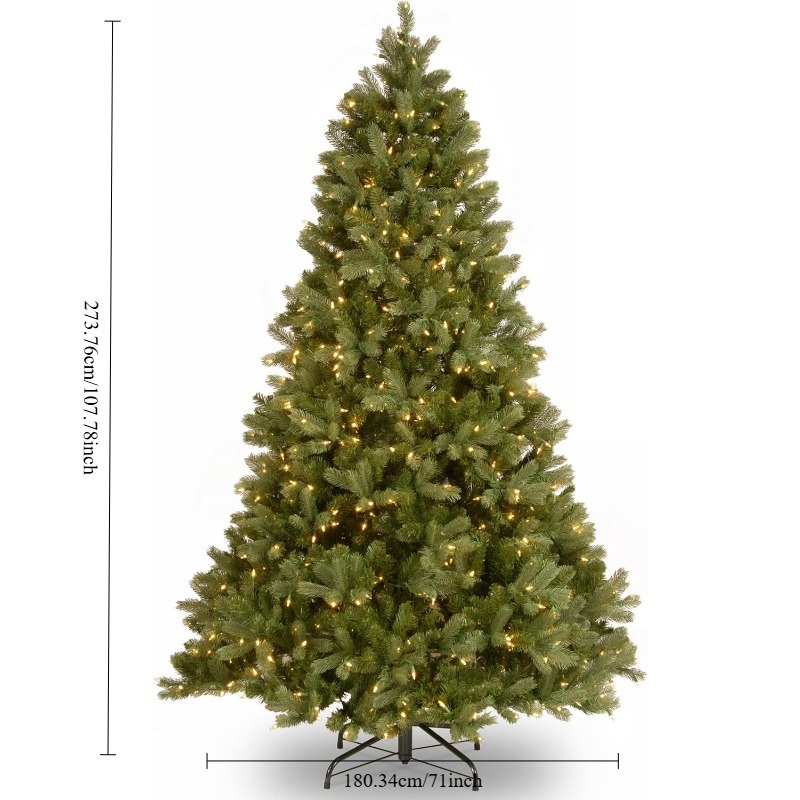 Albero di Natale artificiale « Real » con rami pieghevoli pre-illuminati, verde, abete di Douglas, con supporto, dimensioni 71 x 70,87 x 107,87 dettagli 2