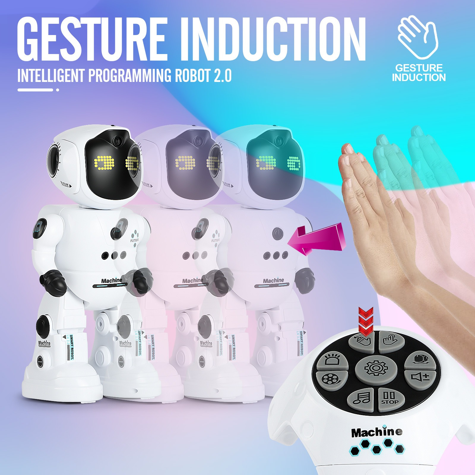 Smart RC Robot Remote Control Robo Toys RC Robots with Gesture Control and Interactive Intelligent Programming Warriors as Christmas Gift for Kids 5-7