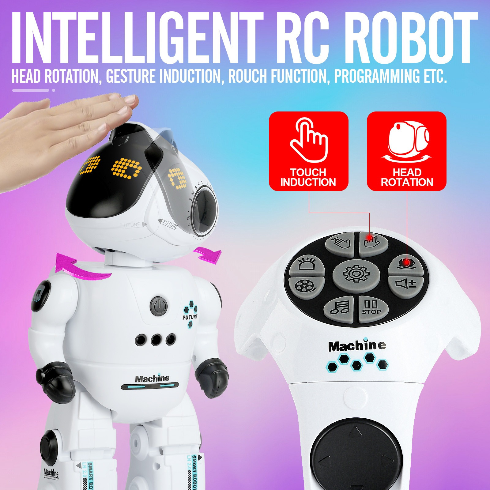 Smart RC Robot Remote Control Robo Toys RC Robots with Gesture Control and Interactive Intelligent Programming Warriors as Christmas Gift for Kids 5-7
