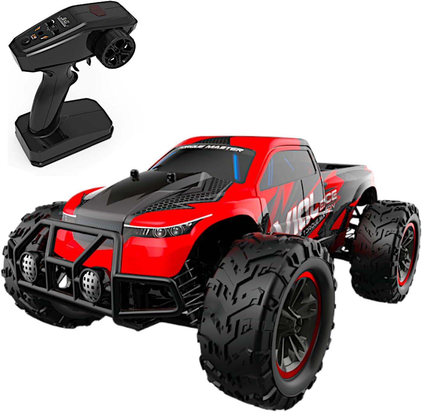 1/16 Ferocious RC Off-Road Truggy with metal spur gear, Radio Remote Control Racing Speed 30kmph 4x4 Sports Car, 12” Large All Terrain LED Vehicle