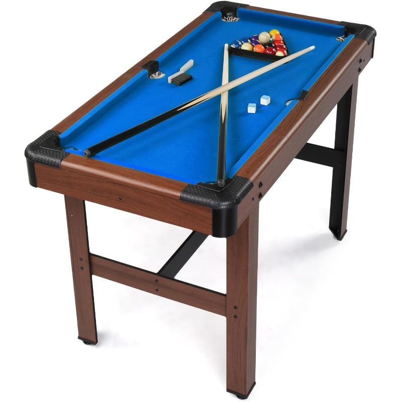 TEMU 48" Pool Table, Billiard Game Table For Adults, Mini Pool Table Set Indoor & Outdoor For Game Room Family , Cues, Chalk, Brush And