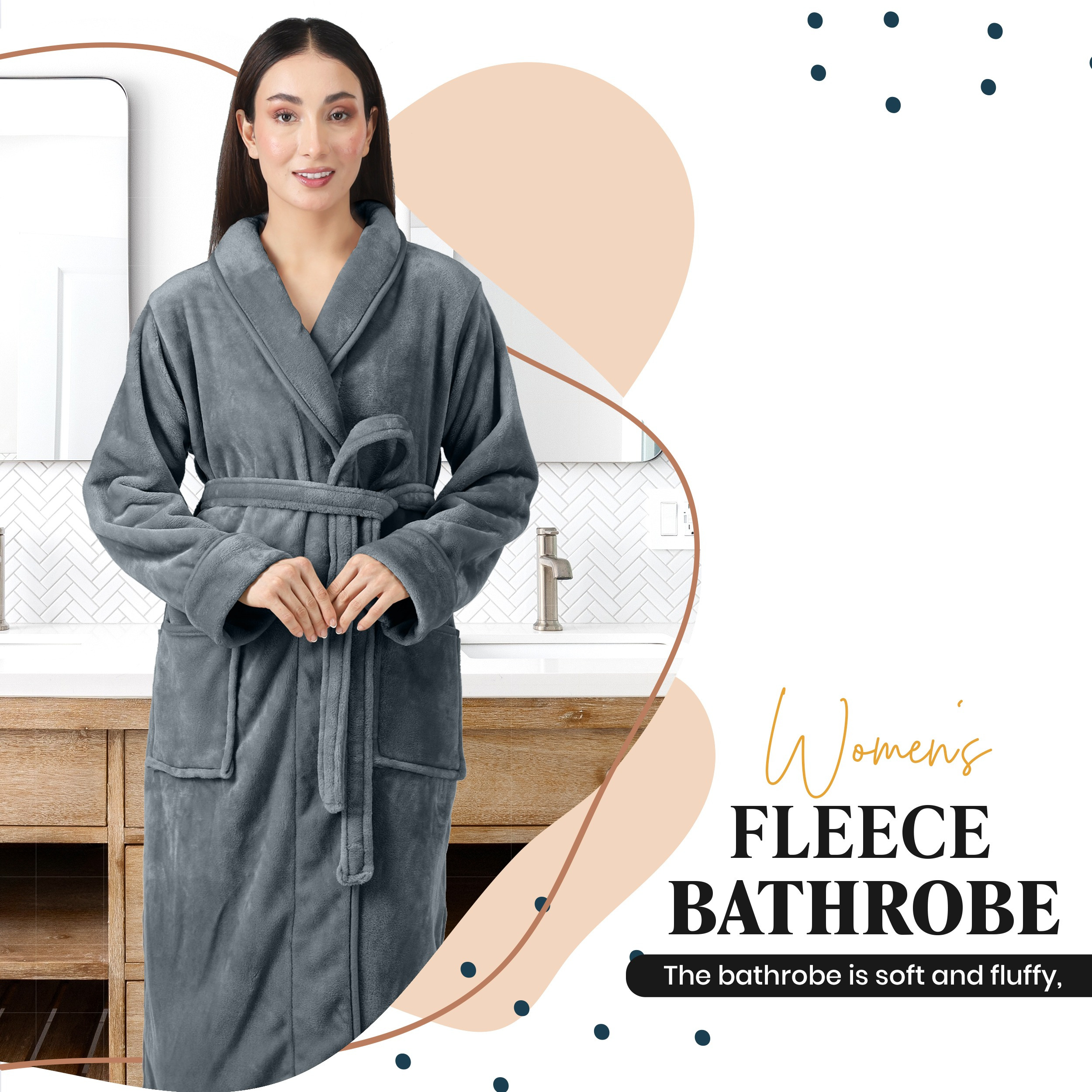 

Women's Flannel Fleece Shawl Collar Bathrobe For - Long Sleeve Bathrobe Plush Long Lace Up Spa Robe