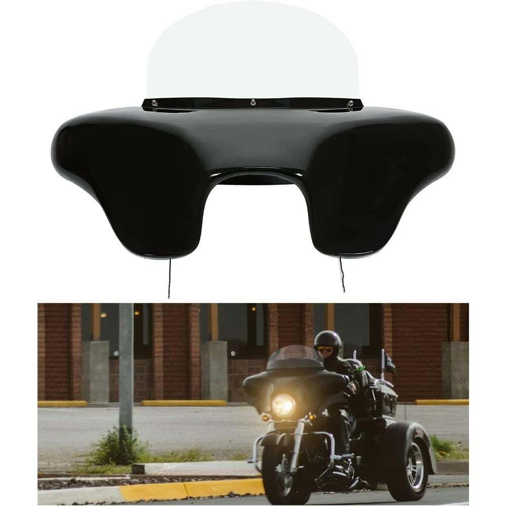 TEMU Front Fairing Compatible With 1986-2015 For Heritage Softail Fat Boy Deluxe Outer Bat Wing W/clear Windshield 4 Speaker Mount