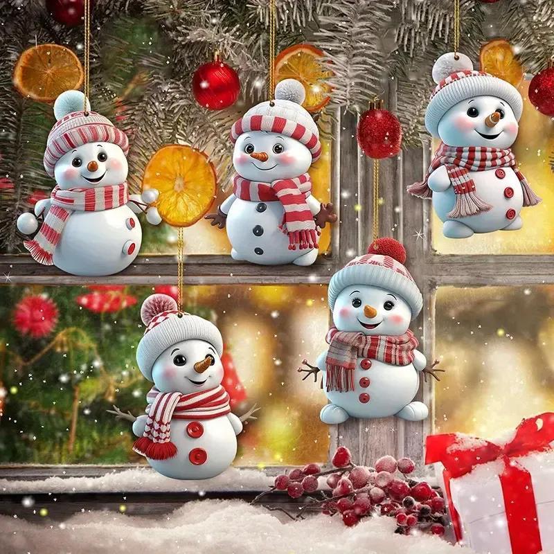 

Decorative Art Christmas Snowman Pendant, Set Of 5 Snowman Ornaments, Suitable For And Christmas Tree Decorations Christmas