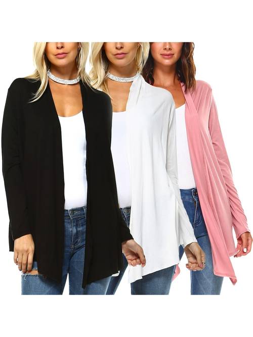womens 3pc bundle lightweight open front cardigans