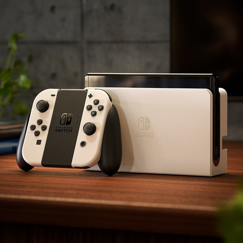 Nintendo Switch OLED Model with White and Black Joy-Con