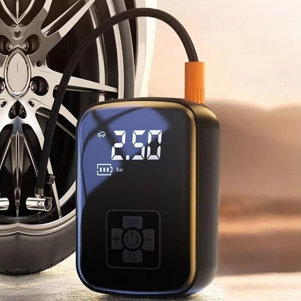 TEMU 1pc Portable Wireless Car Air Compressor, Portable Air Pump With Led Light, Suitable For Tire And Car/bike/motorcycle/ball