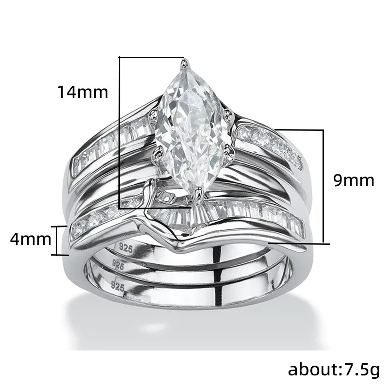 

S925 Silver Ring Sets. Ladies' Ring, Diamond Shaped Ring For Women, Gift Box, Suitable For , As A Gift, Christmas Gift, Anniversary Gift, Valentine's Day Gift, New Year's Gift.