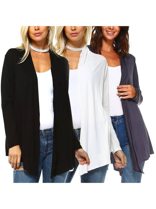 womens 3pc bundle lightweight open front cardigans