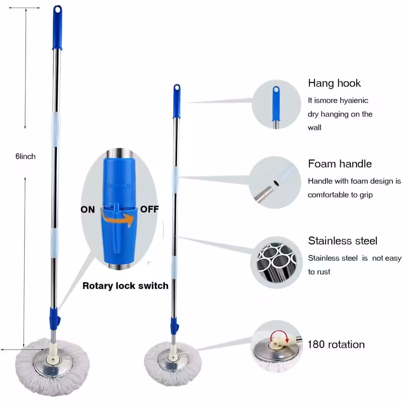 360 spin mop and   set for home wet dust mop for floor cleaning with 2 mop heads Product details 13