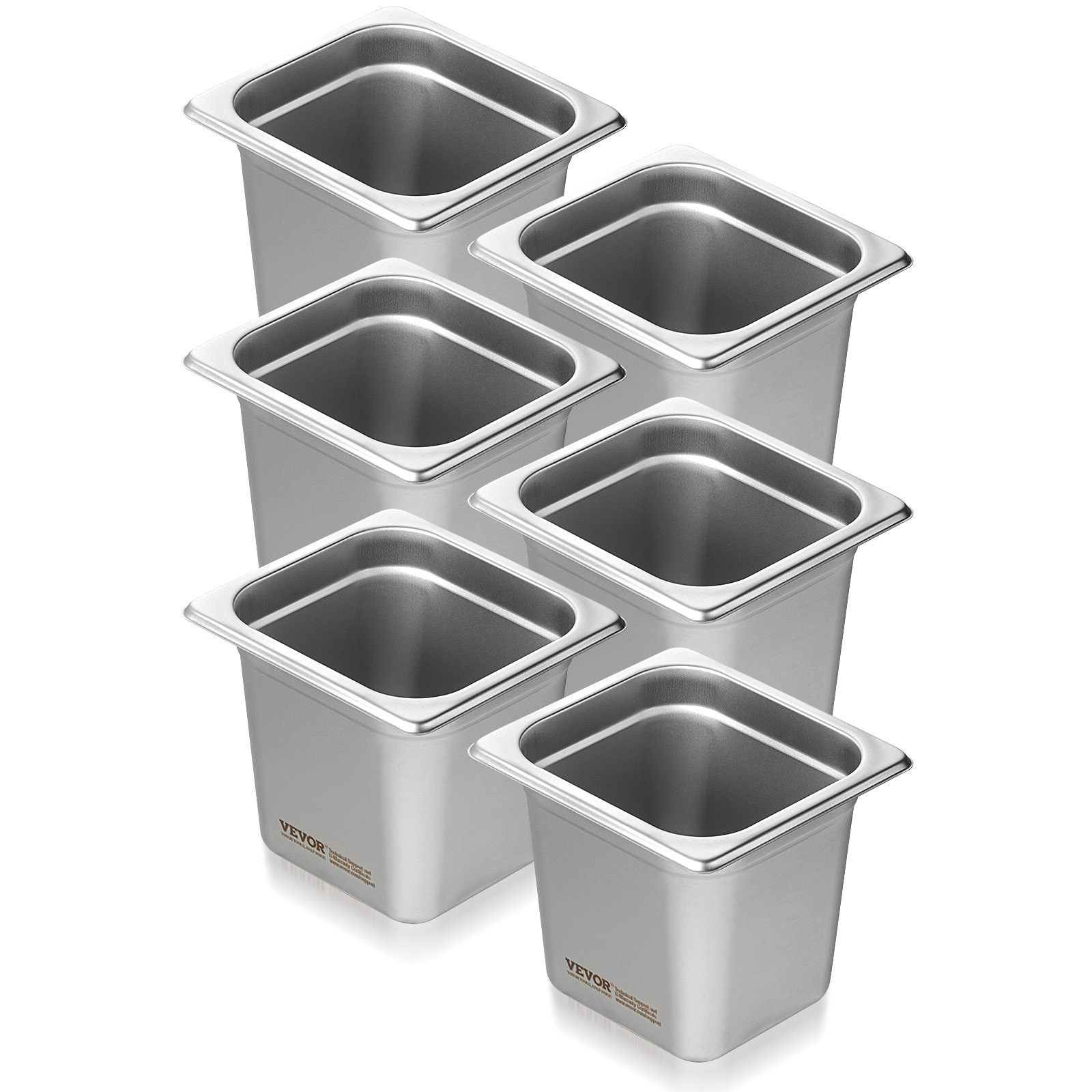 TEMU Vevor 6 Pack 1/6 Size Hotel Pans Steam Table Pan Stainless Steel 6" Deep
