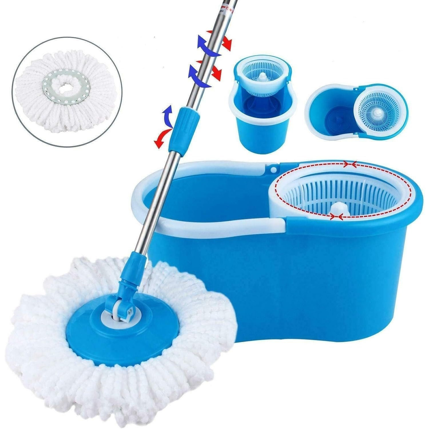 

Mop And Set For Home, Wet Dust Mop For Floor Cleaning With 2 Mop Heads