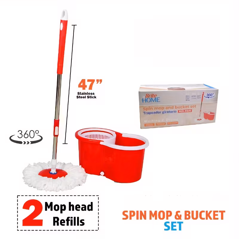 360 spin mop and   set for home wet dust mop for floor cleaning with 2 mop heads Product details 2