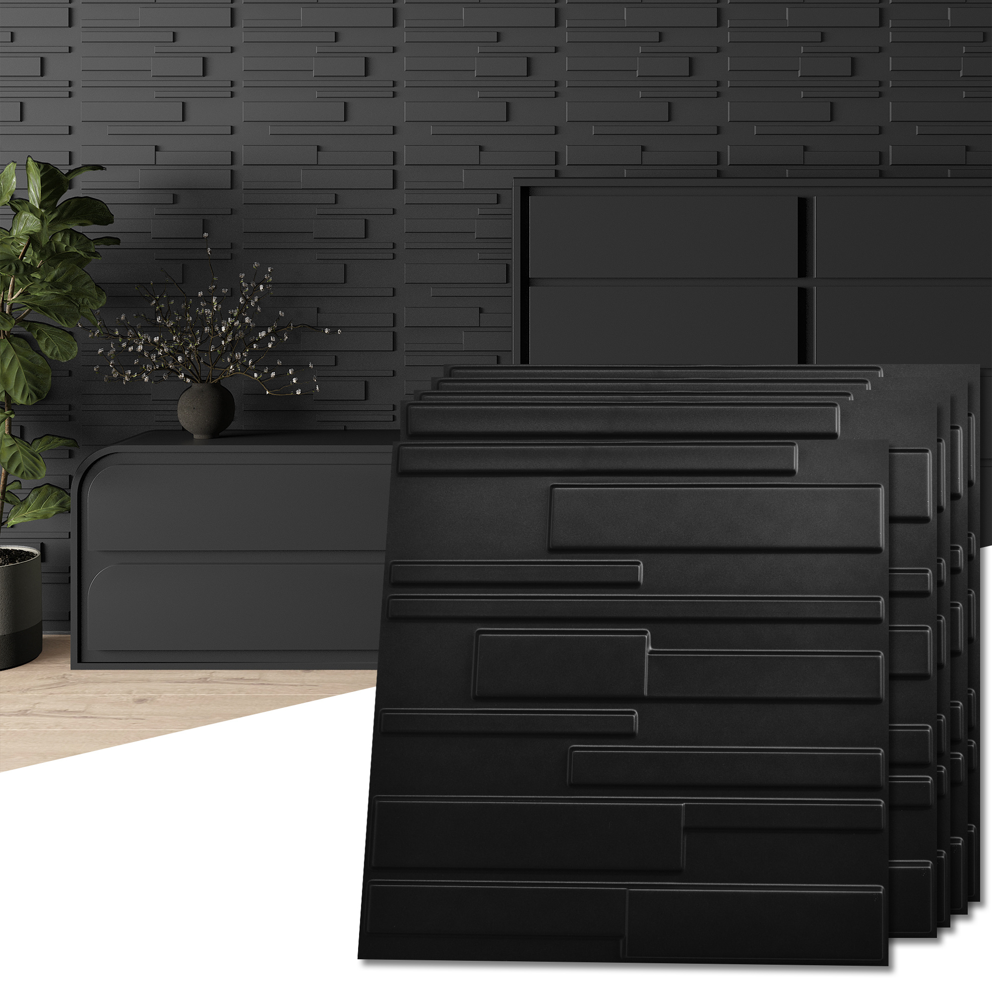 

Art3d A10032bk Wall Panels, 32 , 3d Rectangle 3-black, Sq Ft