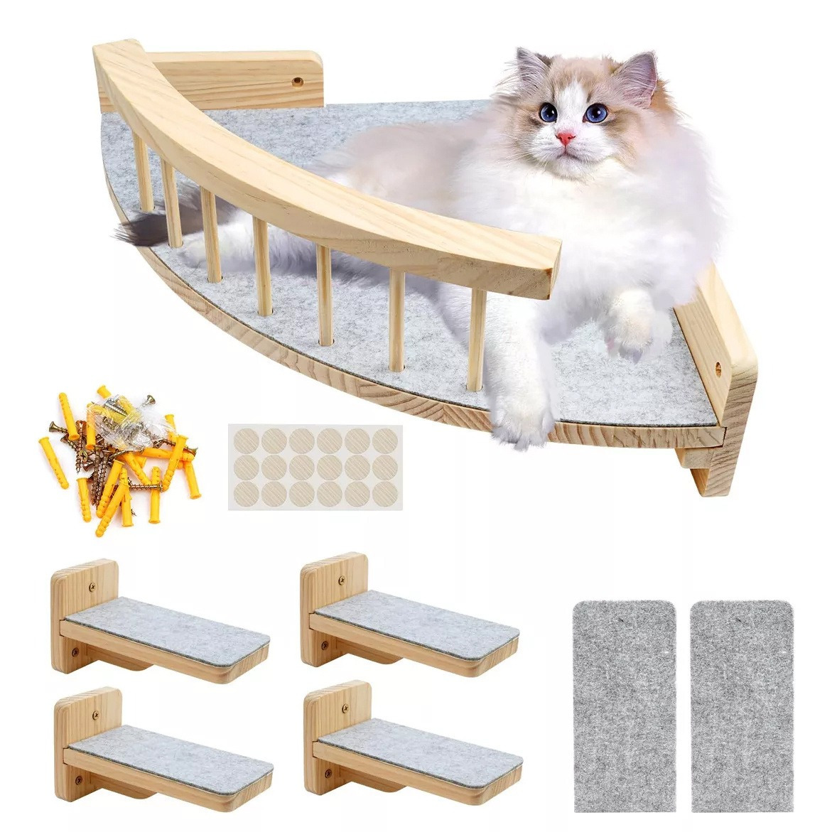 

Cat Shelves For Wall With Post 13 13 In Indoor Walled Mounted Cat Bed With 6 Felt Pad Wood Cat Bed With Climbing Shelf For Cats Support 20 Lbs