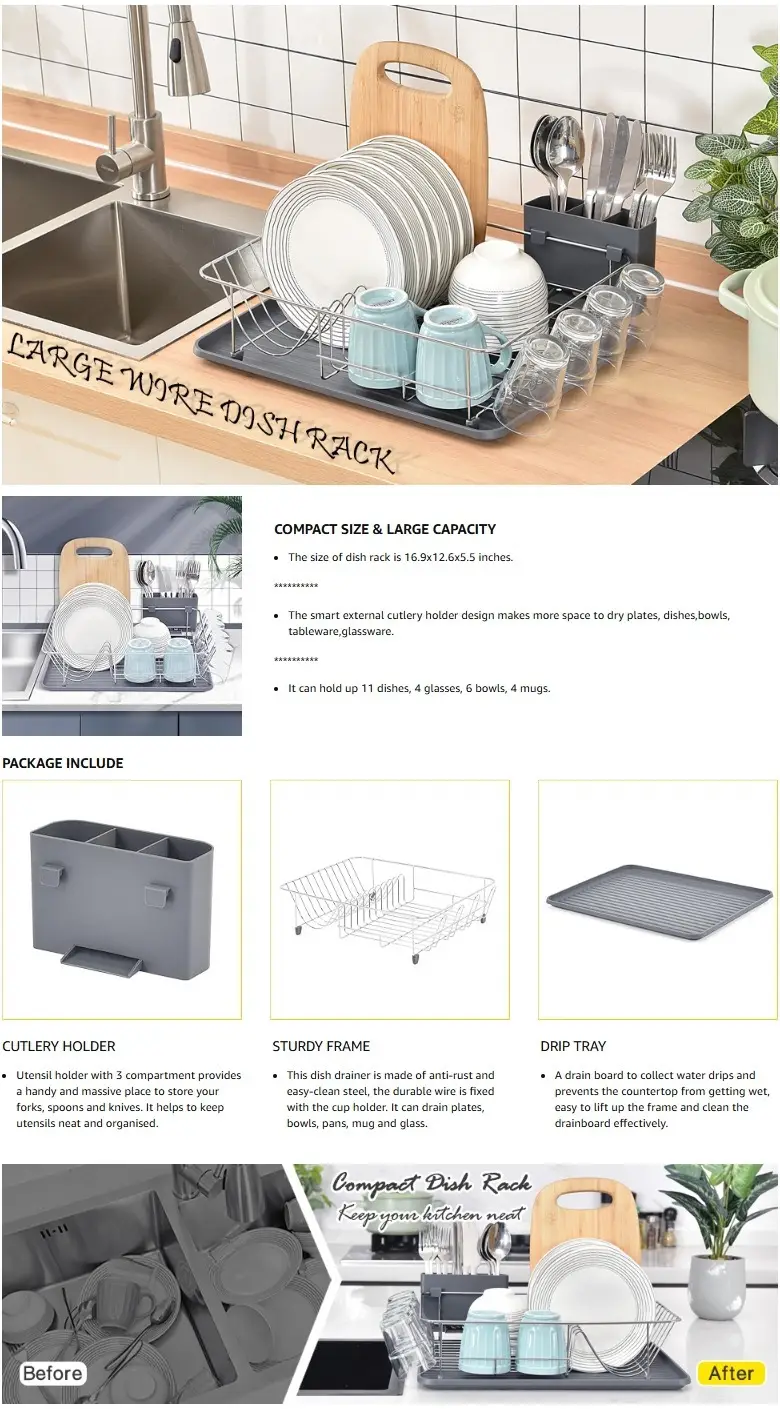 Dish Rack Large Capacity Dish Drying Rack Cutlery Holder - Temu