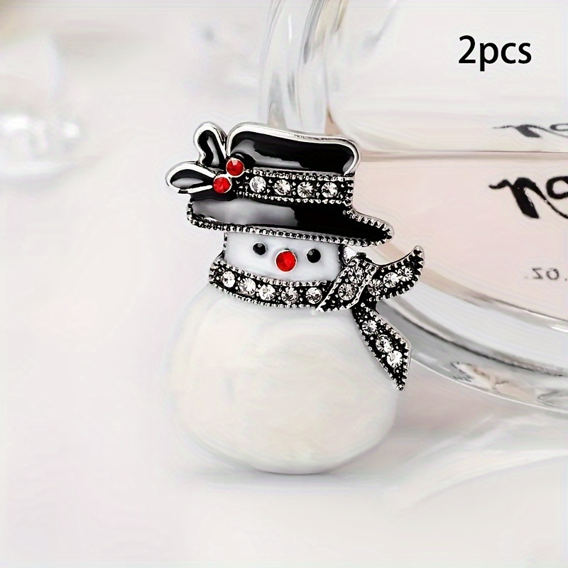 

2pcs White Snowman Shape Brooches Cartoon Anime Pins For Clothing, Bags, Hats, Accessories, Diy Crafts, Christmas Gifts