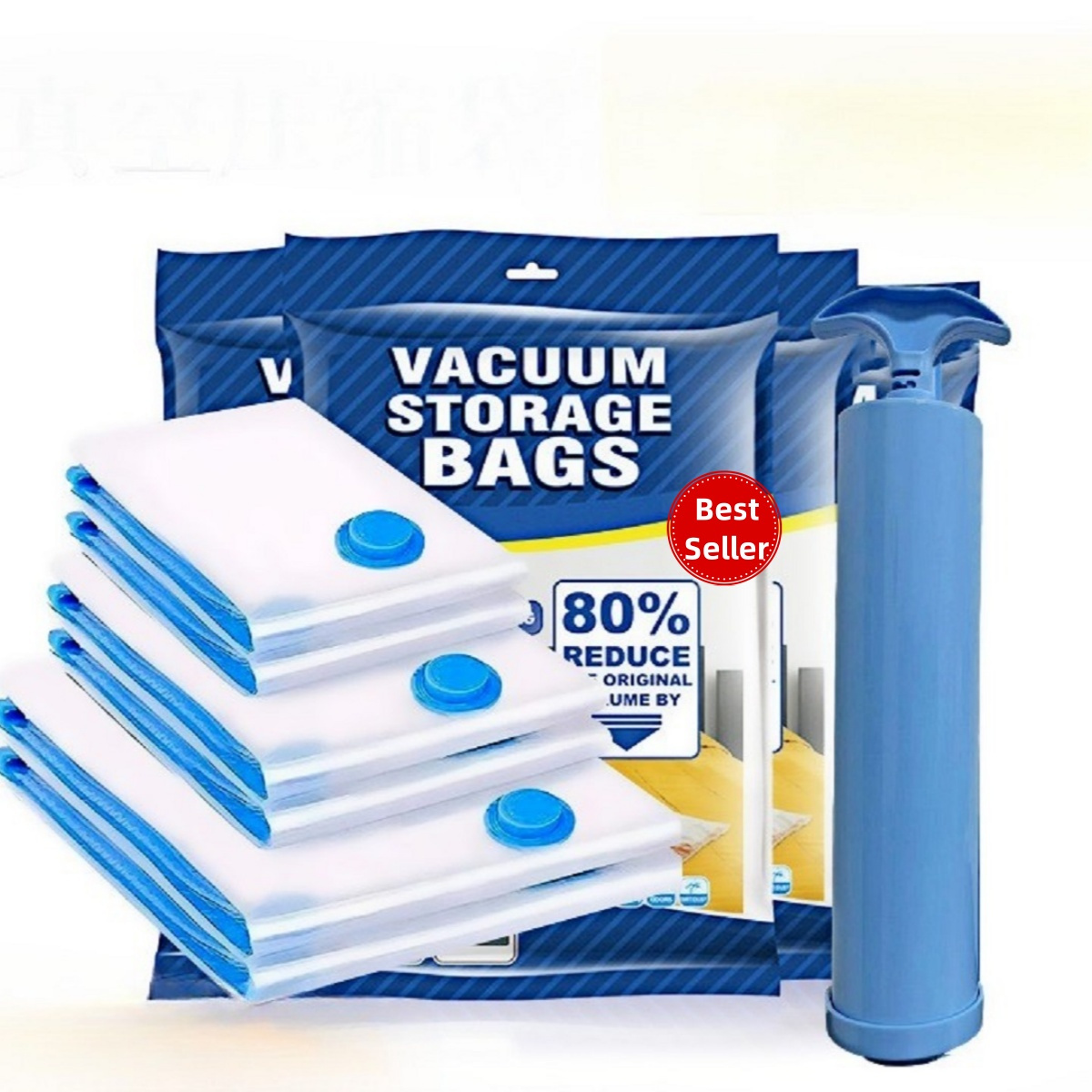 

Vacuum Storage Bags With Hand Pump, 10 Pack (2 Large, 4 Medium, 4 Small,) Travel Vacuum Bags, Space Saving Vacuum Storage Bags, Vacuum Sealing Bags For Clothes, Bedding, Blankets, Duvets, Pillows