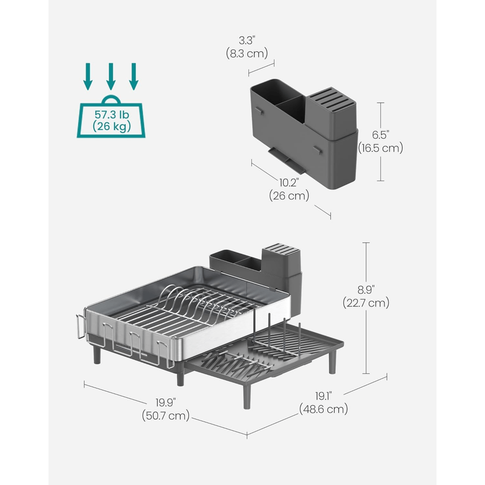 large dish drying rack expandable dish dryer for kitchen counter stainless steel dish rack with rotatable spout utensil cup glass cutting board pan holders Product details 8