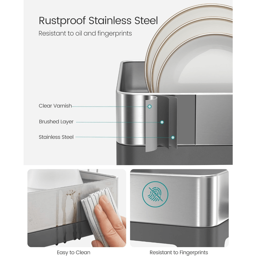 large dish drying rack expandable dish dryer for kitchen counter stainless steel dish rack with rotatable spout utensil cup glass cutting board pan holders Product details 6