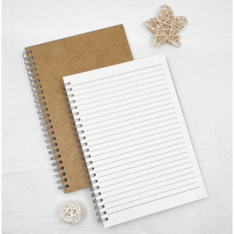 

4pcs A5 Spiral Notebook Thick Paper Kraft Hardcover Plain Journal Customizable Notepad