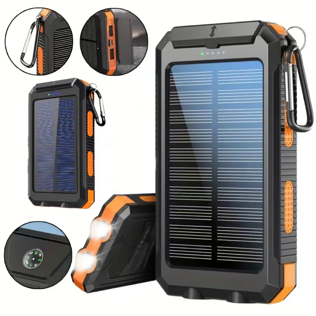 

1wmah Solar Mobile Power With Flashlight/ Usb/ Micro Interface/ Compass For Mobile Digital Electronic Devices, Long Lasting Durability, Travel Camping, Led Flashlight, Hiking .