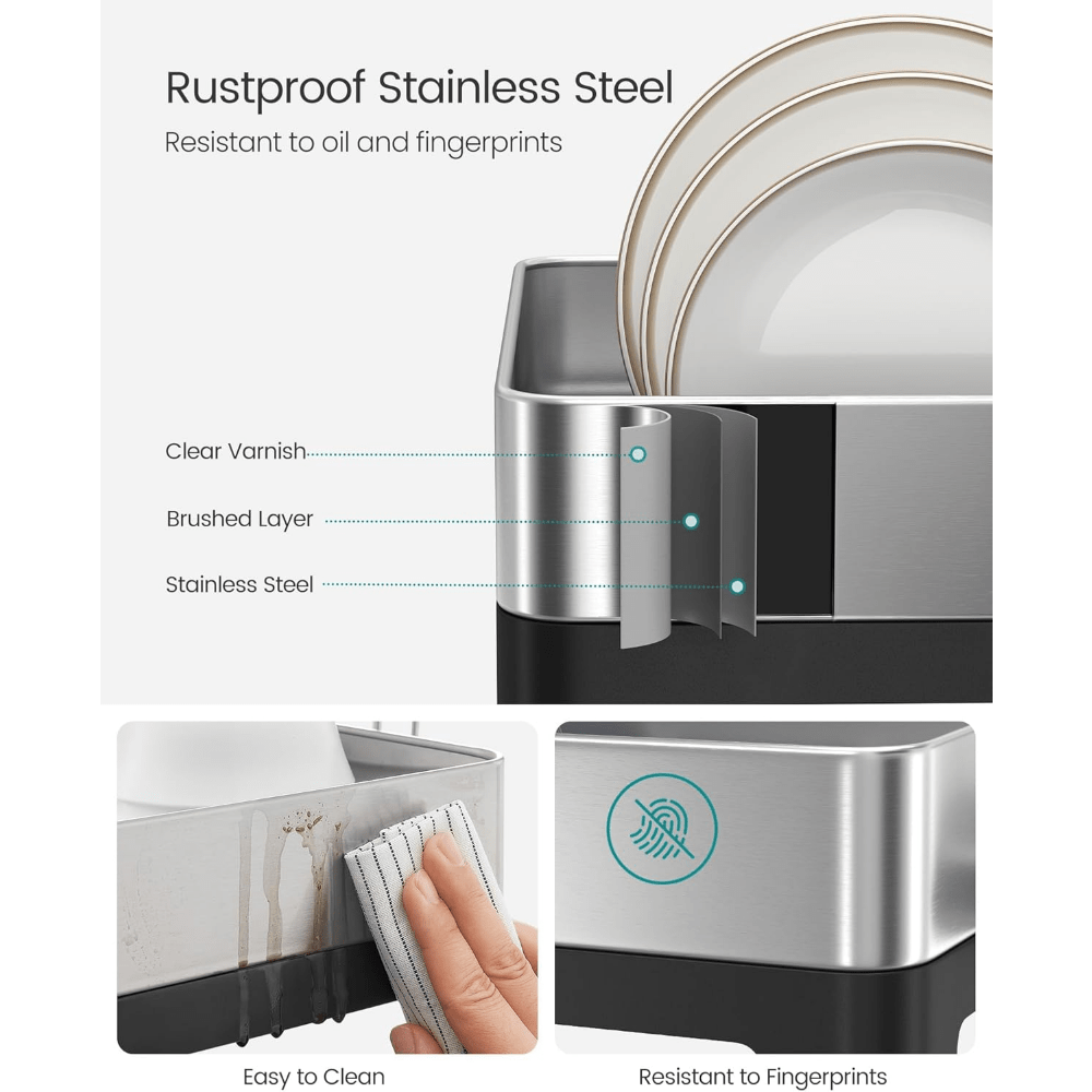 large dish drying rack expandable dish dryer for kitchen counter stainless steel dish rack with rotatable spout utensil cup glass cutting board pan holders Product details 4