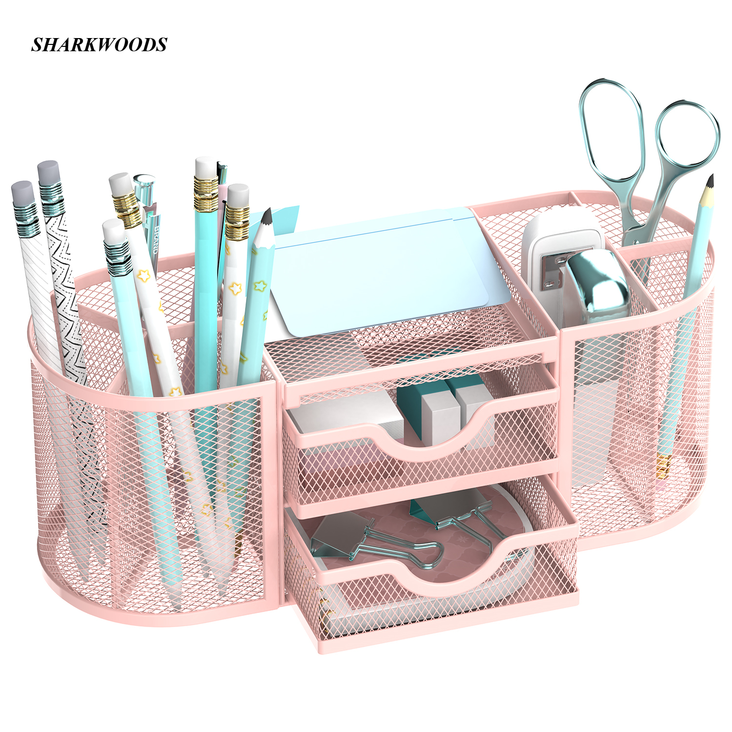 

Sharkwoods Desk Organizer 9 Compartments - Accessories & Organizers Drawers - Pencil Holder For Desk - 8.6 X 4.3 X 4.1