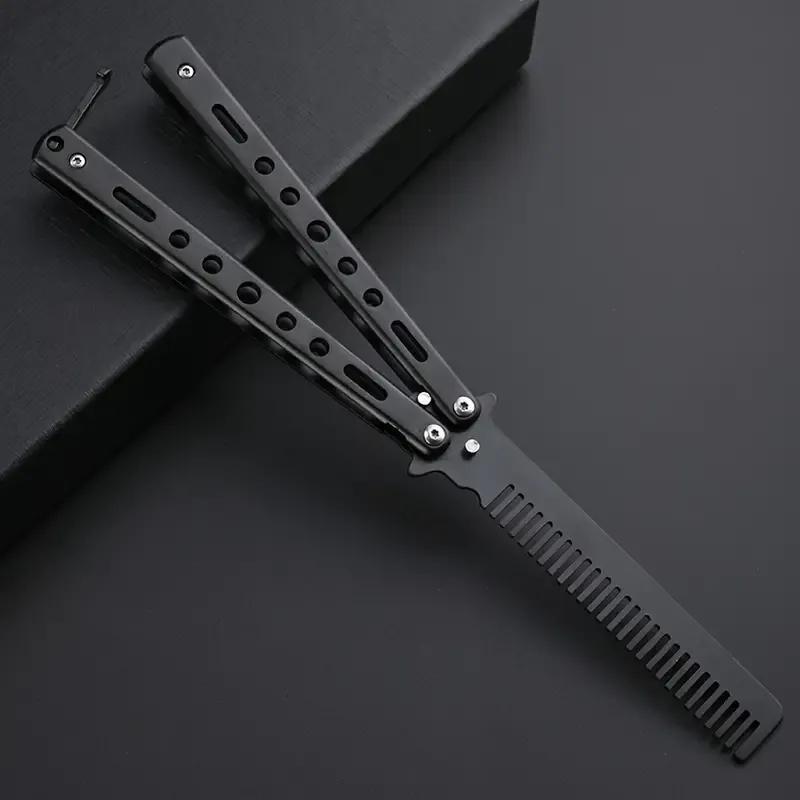 

Knife Comb, Suitable For , Toothed Comb And , Suitable For Ordinary Texture, Metal Folding Comb Tool - For Practicing And