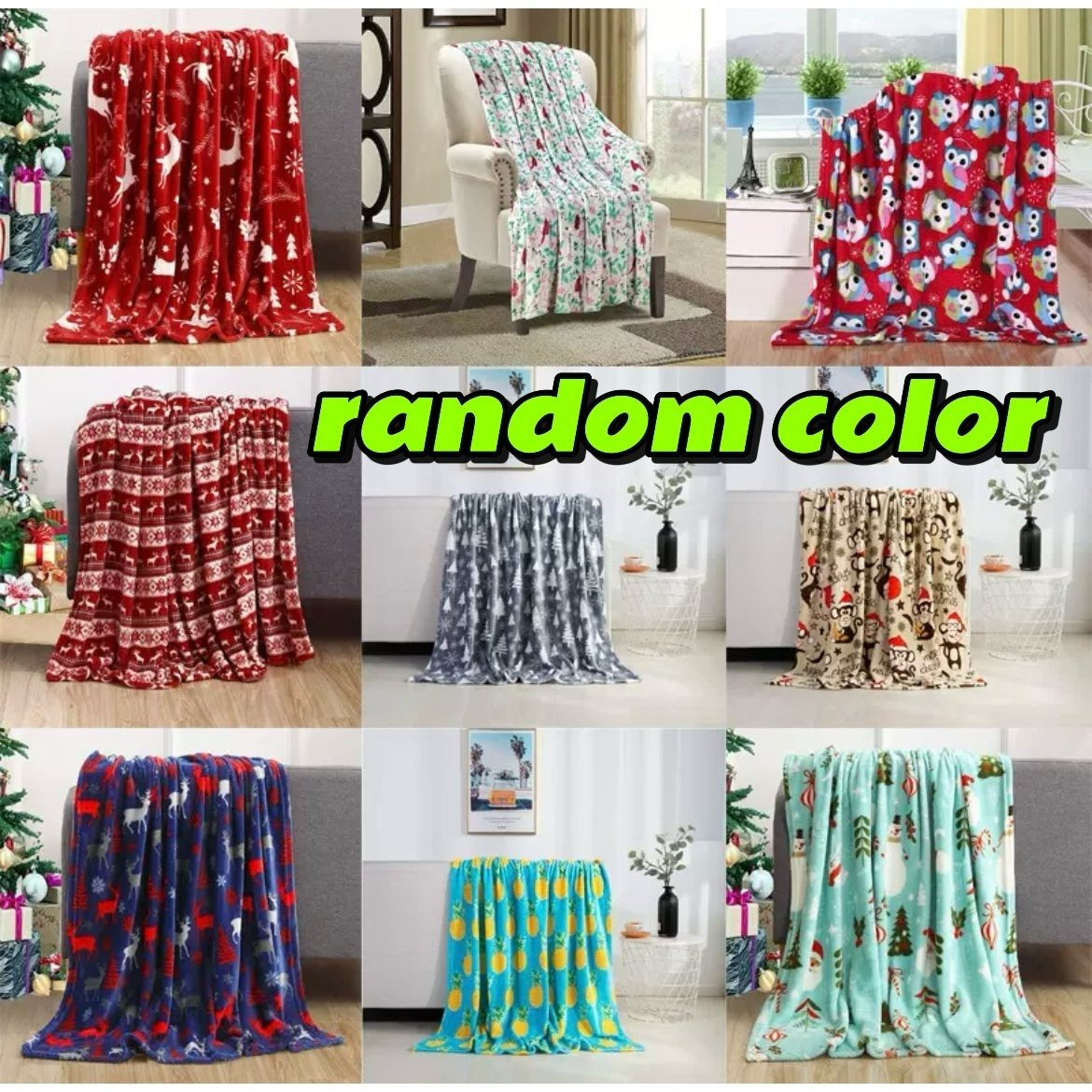 

1 Pcs Flannel Blanket Is Warm, Comfortable And Soft. Are Prints, Cartoons And Solid Colors. Random Colors.