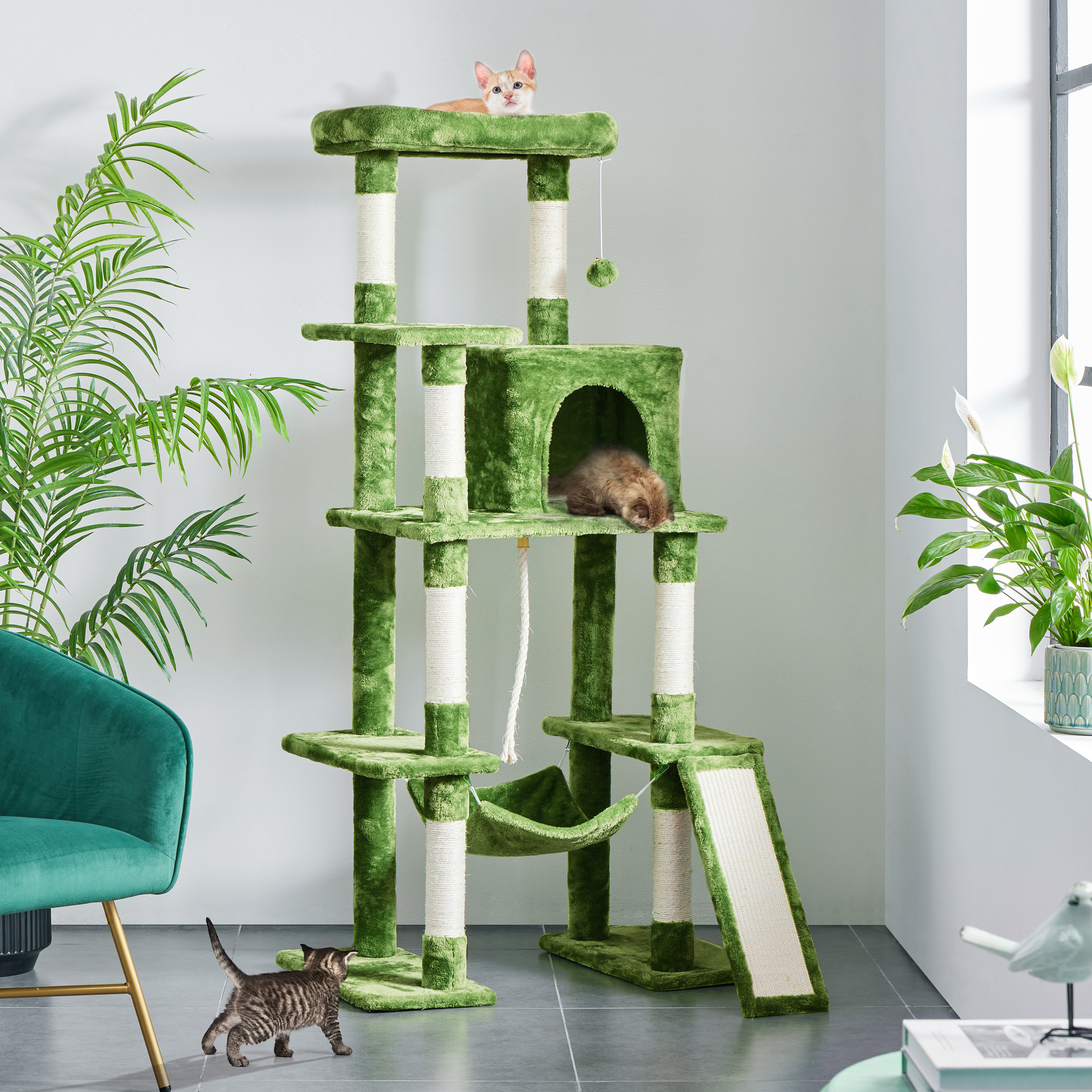 

63in Large Cat Tree Tower Cat Perch Plush Cat Condos With And Scratching Posts For Indoor Cats, Christmas Advent