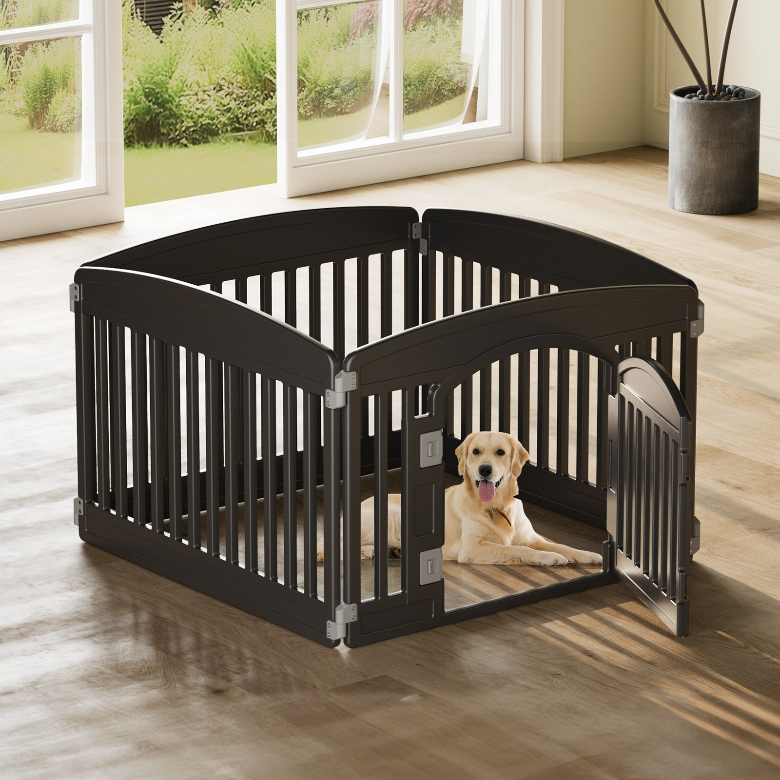 jhk dog playpen   indoor outdoor pet fence folding portable easy to clean