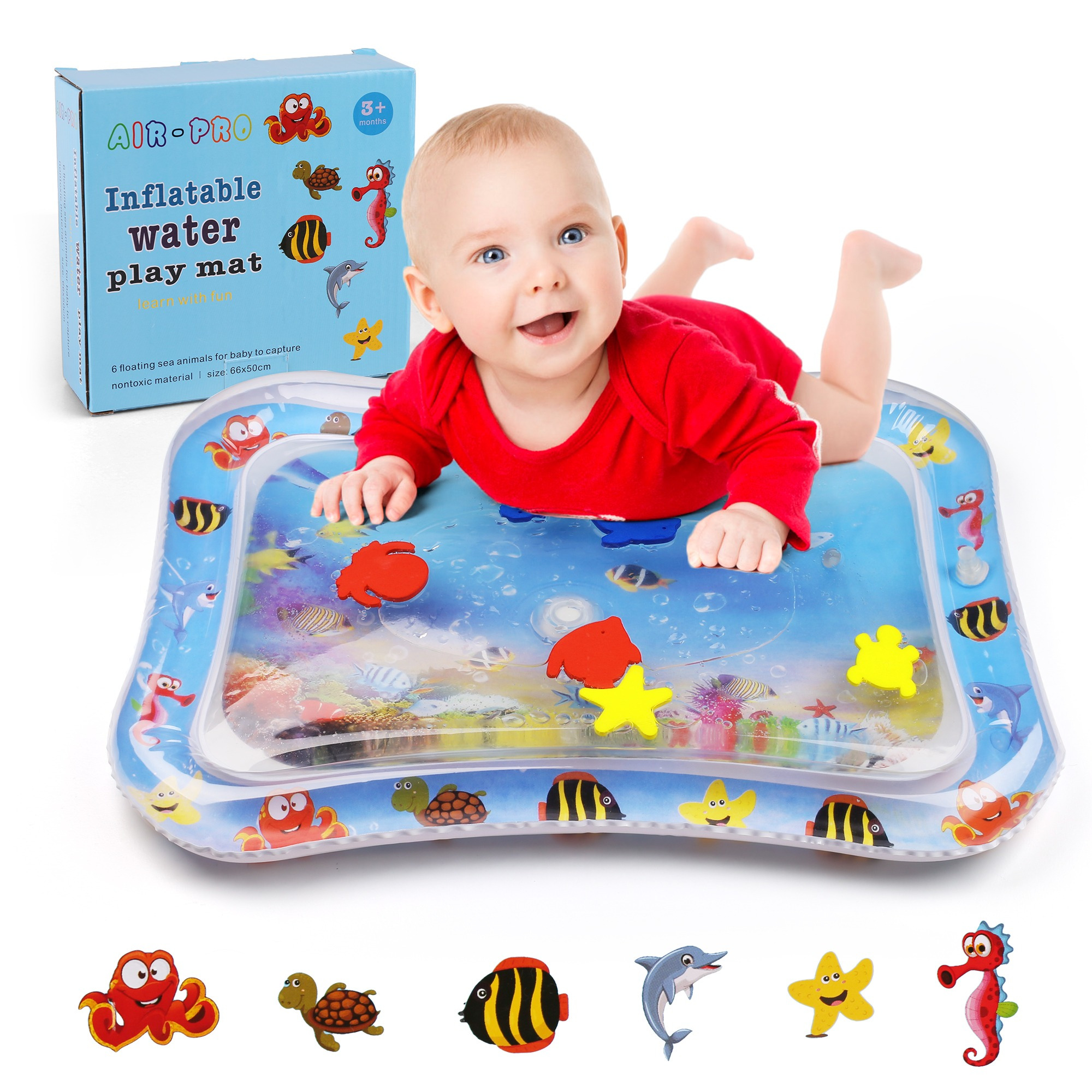 TEMU Tummy Time Water Mat With Gift Box For Infants Toddlers Baby, 26x20 In,inflatable Water Play Mat For Baby Infants Toddlers Toys Christmas Gift,