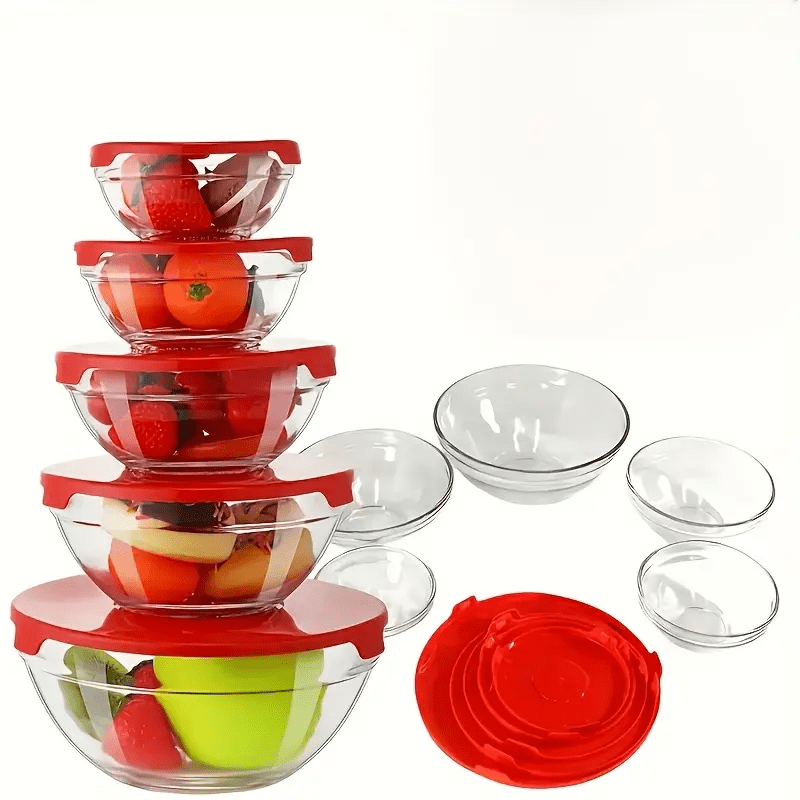 

Glass Kitchen Bowls - 5-piece Mixing & Storage Set With Bpa-free Sealing (5oz-31oz)