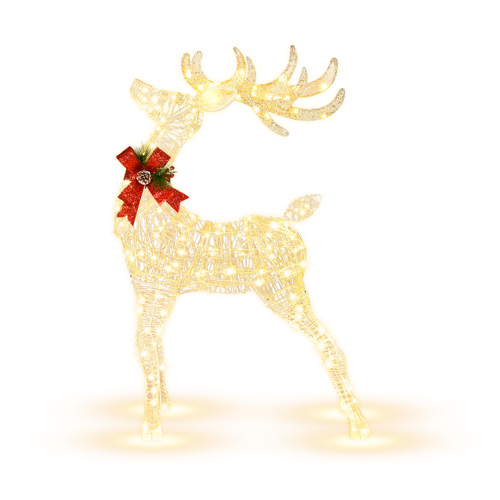 

Costway Pre- Light Up Reindeer, Christmas Lighted Reindeer With 120 Led Bulbs, 4 Ground Stakes And 10 Zip Ties, Lighted Christmas Decoration