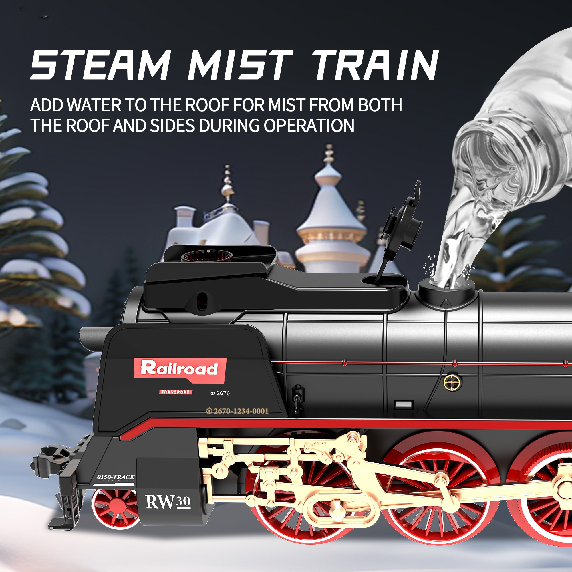 Remote Control Train Truck Track Set for Boys' Toy Cars, Train Toy Cars with Smoke, Lights & Sound, Toy Train Steam Locomotive with 2 Container Carriages & 1 Music Carriage, Model Trains for Ages 3+, Perfect Holiday Gift