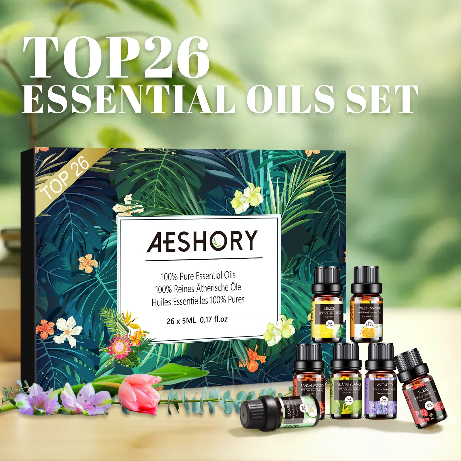 

26 Pcs Essential Oils Set - Essential Oils Kit For Diffuser, Candle Making 26x0.17oz - Christmas Gift , Family