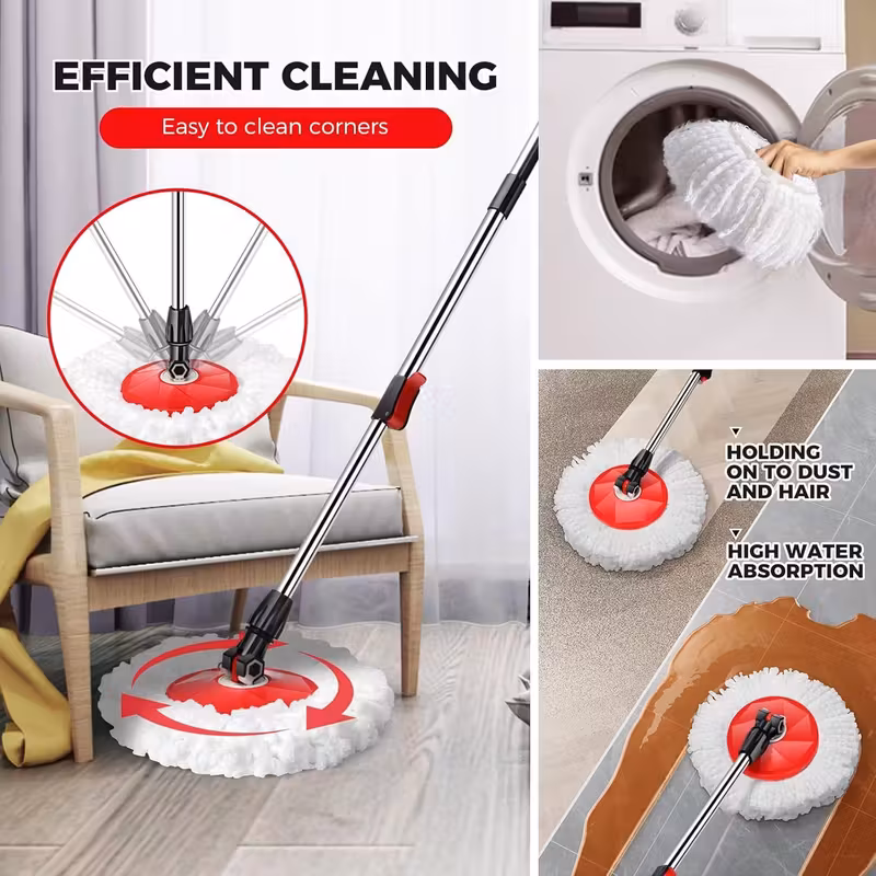 360 spin mop and   set for home wet dust mop for floor cleaning with 2 mop heads Product details 7