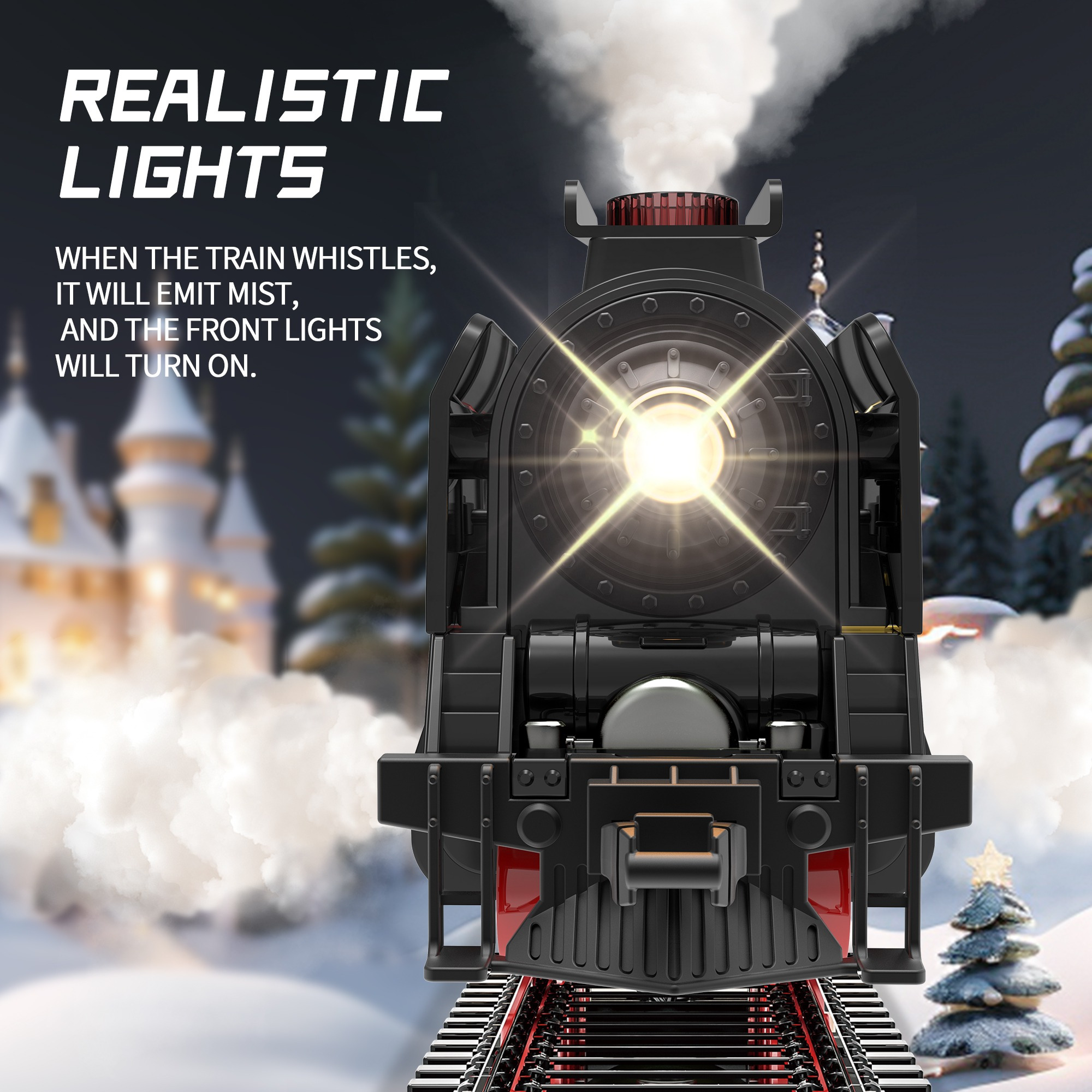 Remote Control Train Truck Track Set for Boys' Toy Cars, Train Toy Cars with Smoke, Lights & Sound, Toy Train Steam Locomotive with 2 Container Carriages & 1 Music Carriage, Model Trains for Ages 3+, Perfect Holiday Gift