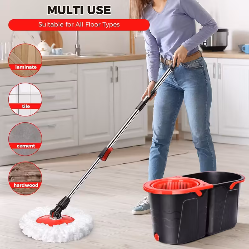 360 spin mop and   set for home wet dust mop for floor cleaning with 2 mop heads Product details 6