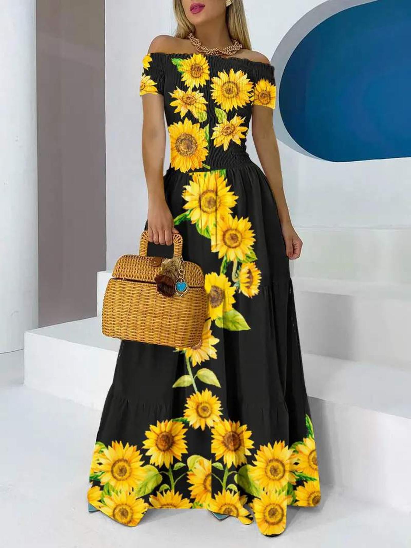 sunflower dress sold on Temu United States