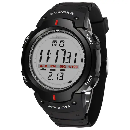 mens sports electronic watch luminous 24 hour date alarm led digital round wristwatch