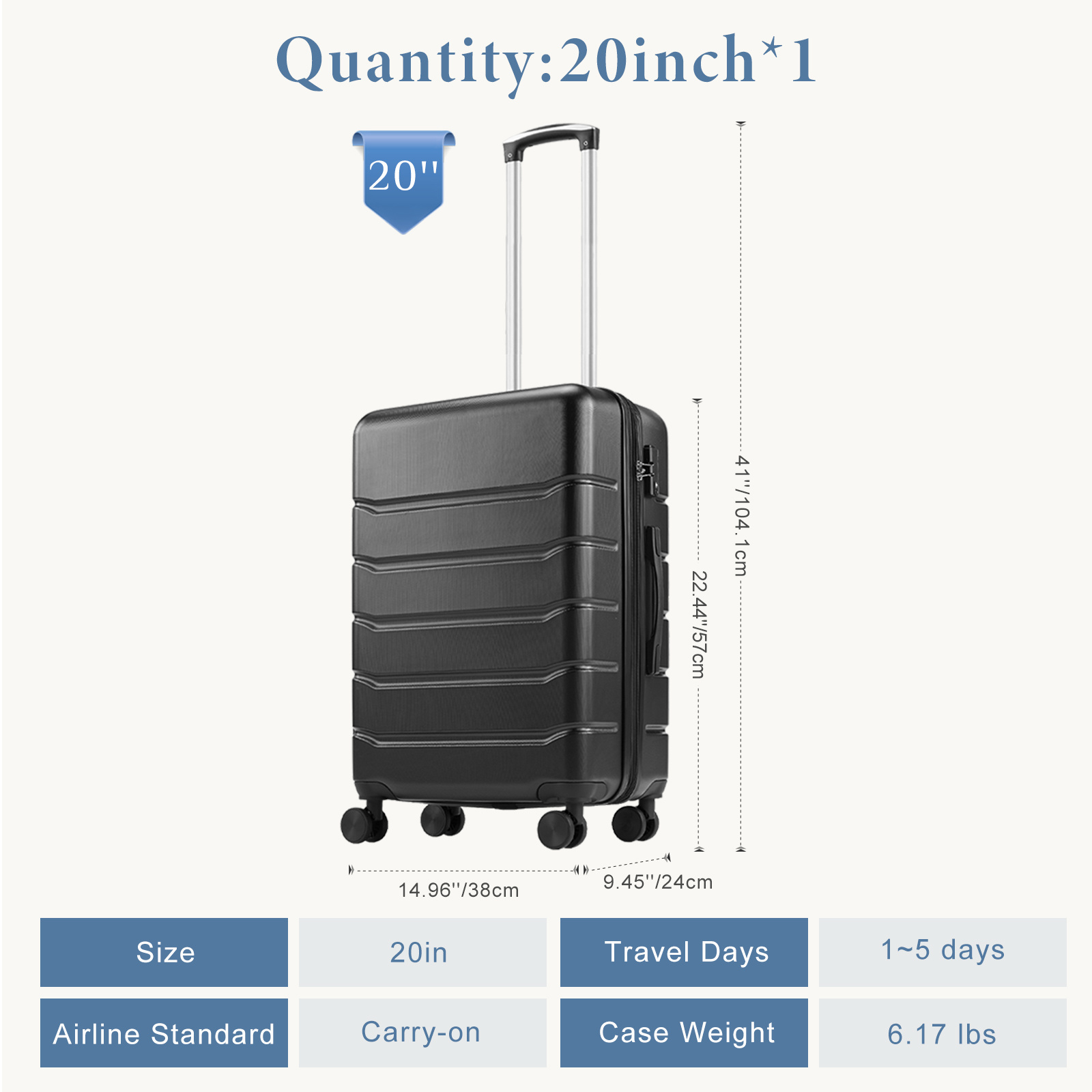 

20"/24"/28" Hard Shell Abs Sturdy Suitcase 1/3 Pieces Set , Hardside Lightweight Suitcase With Spinner Wheels, , Telescopic Handle And Abs Material