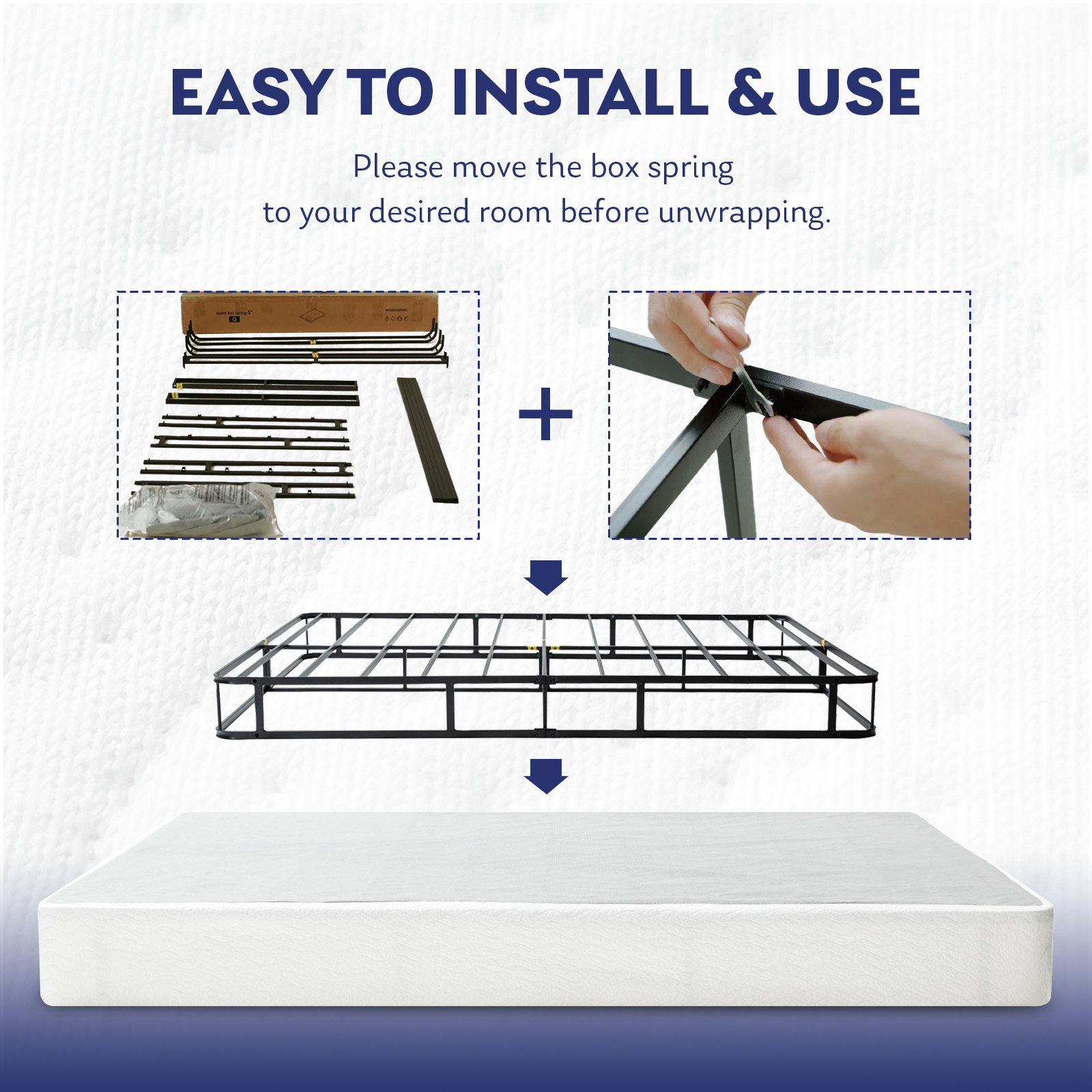 Twin Full Queen Spring 9 Inch Metal Boxspring With Non Slip Fabric Bed