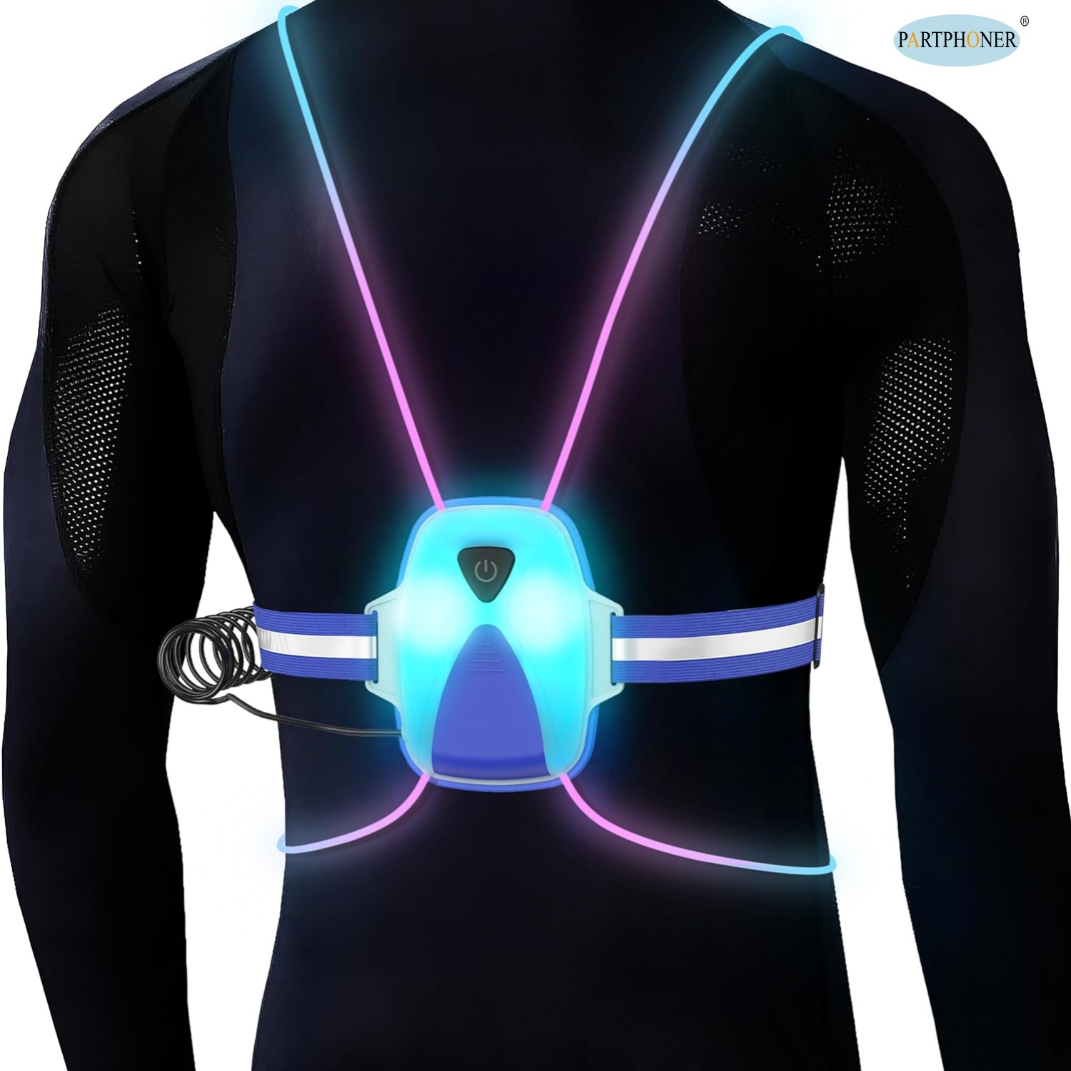 

Partphoner Led Reflective Running Vest Lights For Runners, Running Lights With Front Light, Safety Usb Rechargeable Reflective Night Lights For Men/women Running Walking Cycling, Modes With